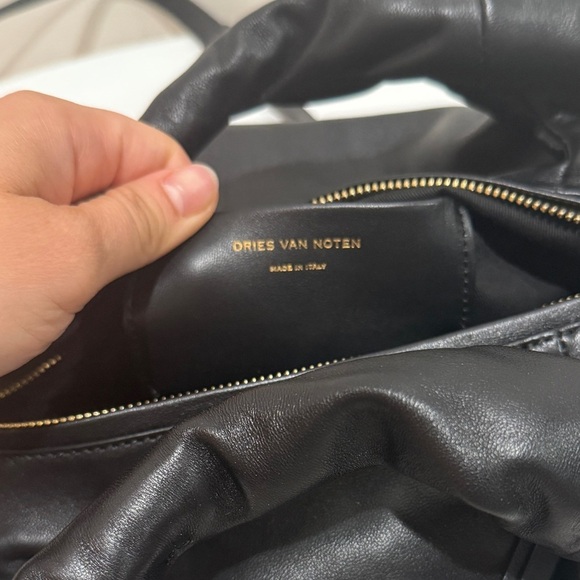 NWT Dries Van Noten Twister Leather Top Handle Shoulder Bag Black Made in Italy - Picture 2 of 16